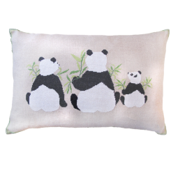 3 Pandas, 40×65 cm - Stickpackung für ein Kissen