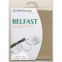 Zweigart Belfast helles khaki, Precut 48x68 cm