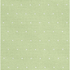 Zweigart Lugana Mini Dots - hellgrün m. weißen Punkten, Precut 48x68 cm