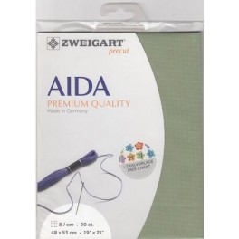 Aida mit 8 St./cm, resedagrün, Precut 48x53 cm