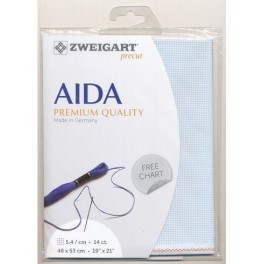 Aida mit 5,4 St./cm, hellblau, Precut 48x53 cm