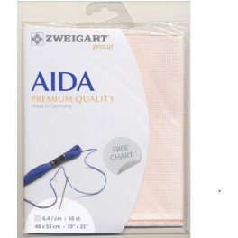 Aida mit 6,4 St./cm, rosé, Precut 48x53 cm