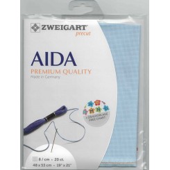 Aida mit 8 St./cm, eisblau, Precut 48x53 cm