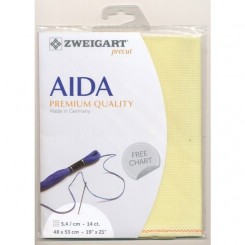 Aida mit 5,4 St./cm, hellgelb, Precut 48x53 cm