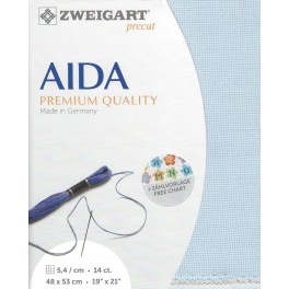 Aida mit 5,4 St./cm, zartblau, Precut 48x53 cm