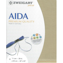 Aida mit 7 St./cm, silbergrau, Precut 48x53 cm