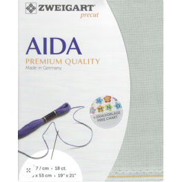 Aida mit 7 St./cm, silbergrau, Precut 48x53 cm