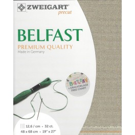Zweigart Belfast wei&szlig;/lurex, Precut 48x68 cm