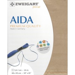 Aida mit 5,4 St./cm, hellsilber, Precut 48x53 cm