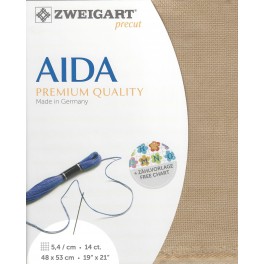 Aida Vintage mit 5,4 St./cm, milchkaffee, Precut 48x53 cm